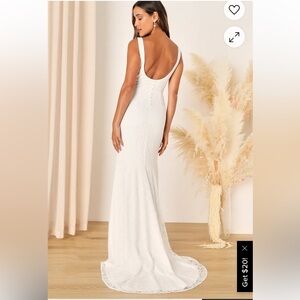 Lulu's Elegant White Lace Wedding Dress